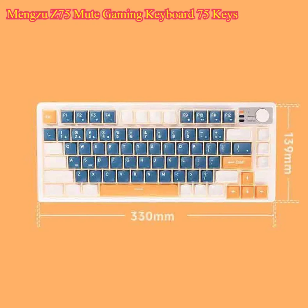 Mengzu Z75 Mute Gaming Keyboard 75 Keys - RGB Backlight with Knobs PBT Keycaps Ergonomic Wired