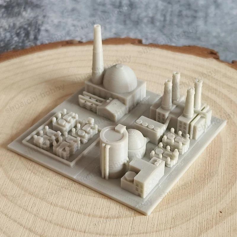 1PCS Nuclear Power Plant Model Simulation Thermal Power-station Base Size 5.5x5.5cm Assembly Creative Props Gift for DIY Display