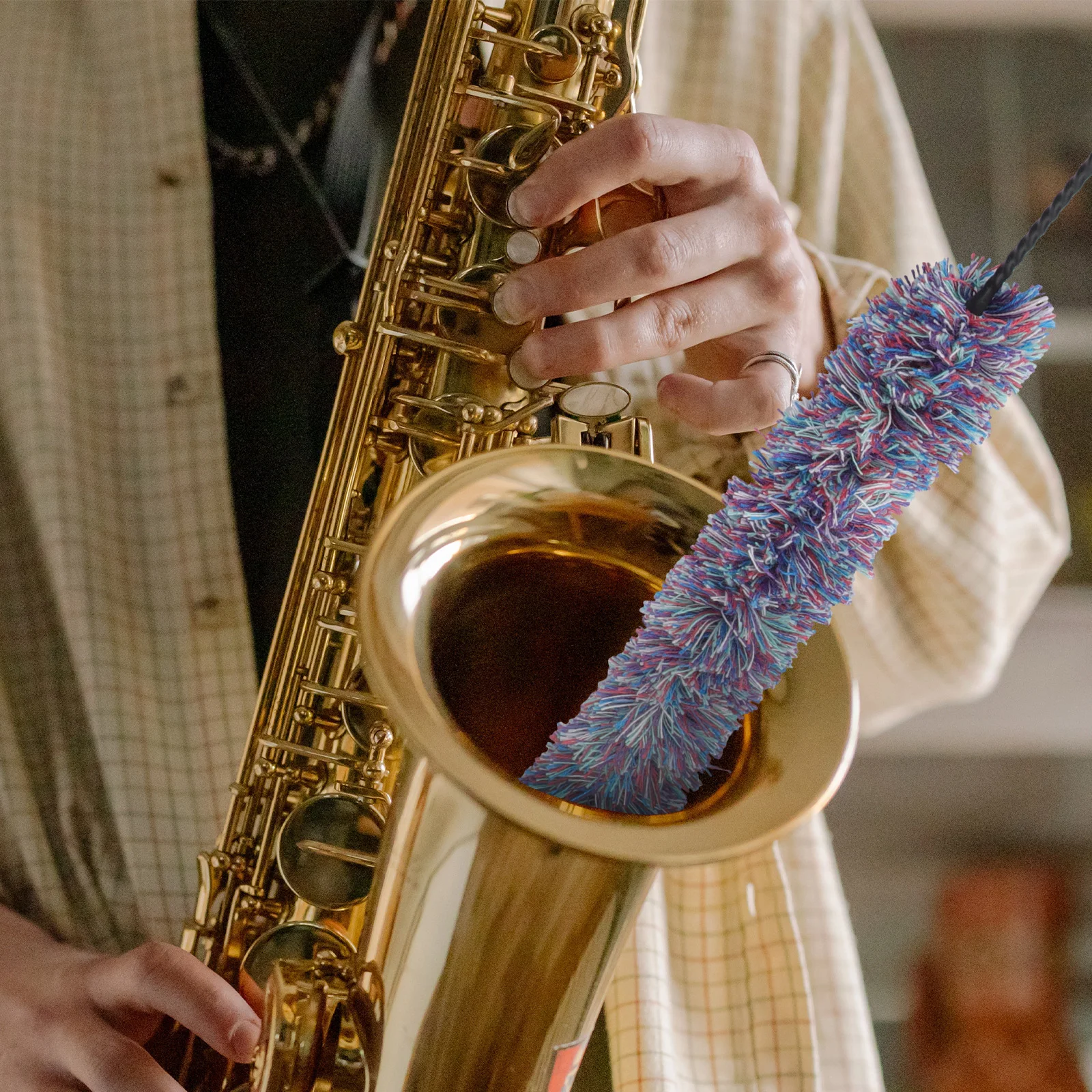 

Musical Instrument Sax Cleaning Tools Brush Cleaner Polyester Swab Saxophone Kit