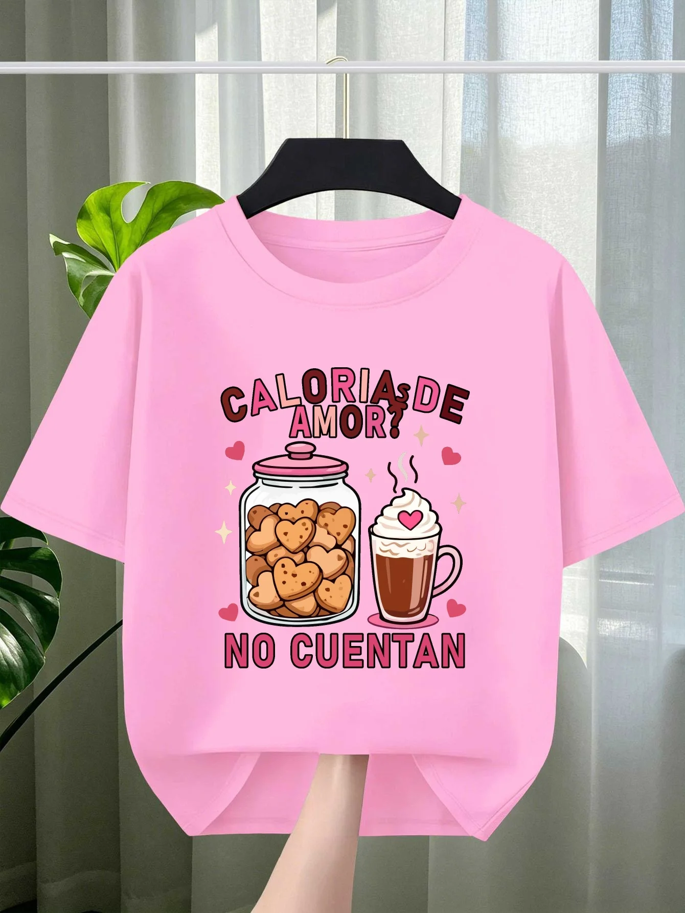 Cookies Coffee Jar Spanish Text Graphic T Shirt Family Matching Boys Girls Kids Short Sleeve Sweet Cartoon Children Daily Tops