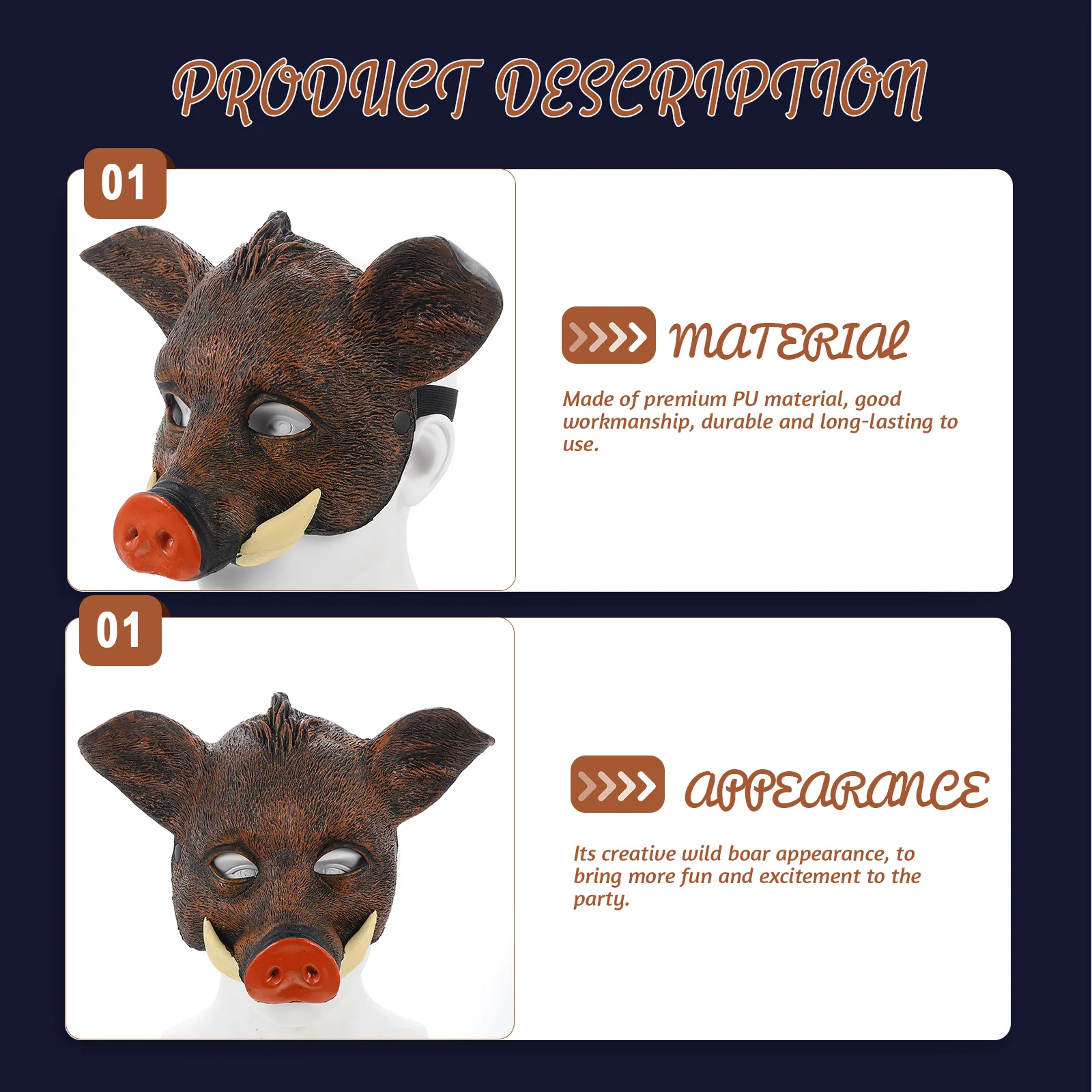 Máscara de javali selvagem material pu premium para festa de carnaval de halloween cosplay festival de máscaras acessório decorativo ao ar livre