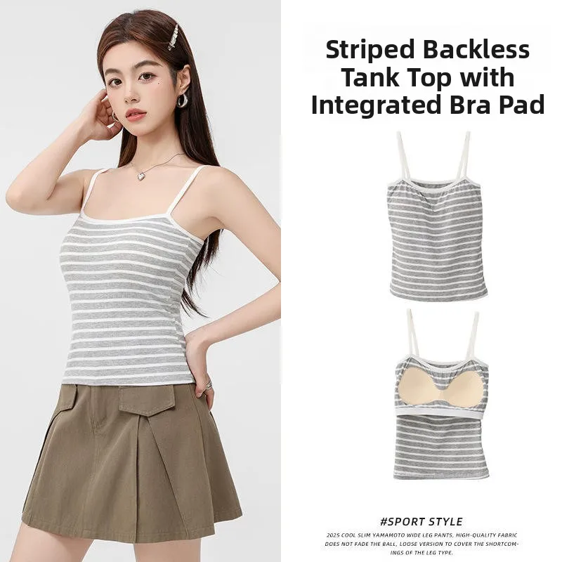 Bla ホワイトストライプワンピースストラップブラ女性用スベルベースレイヤーアウトゴーイングスモールベストファイオナブルインナーウェア