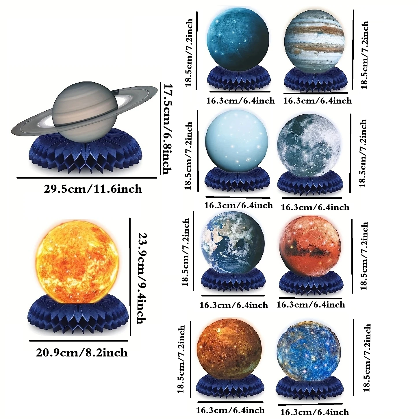 10 pieces of outer space honeycomb ornaments for birthday party decoration table party honeycomb table paper honeycomb base