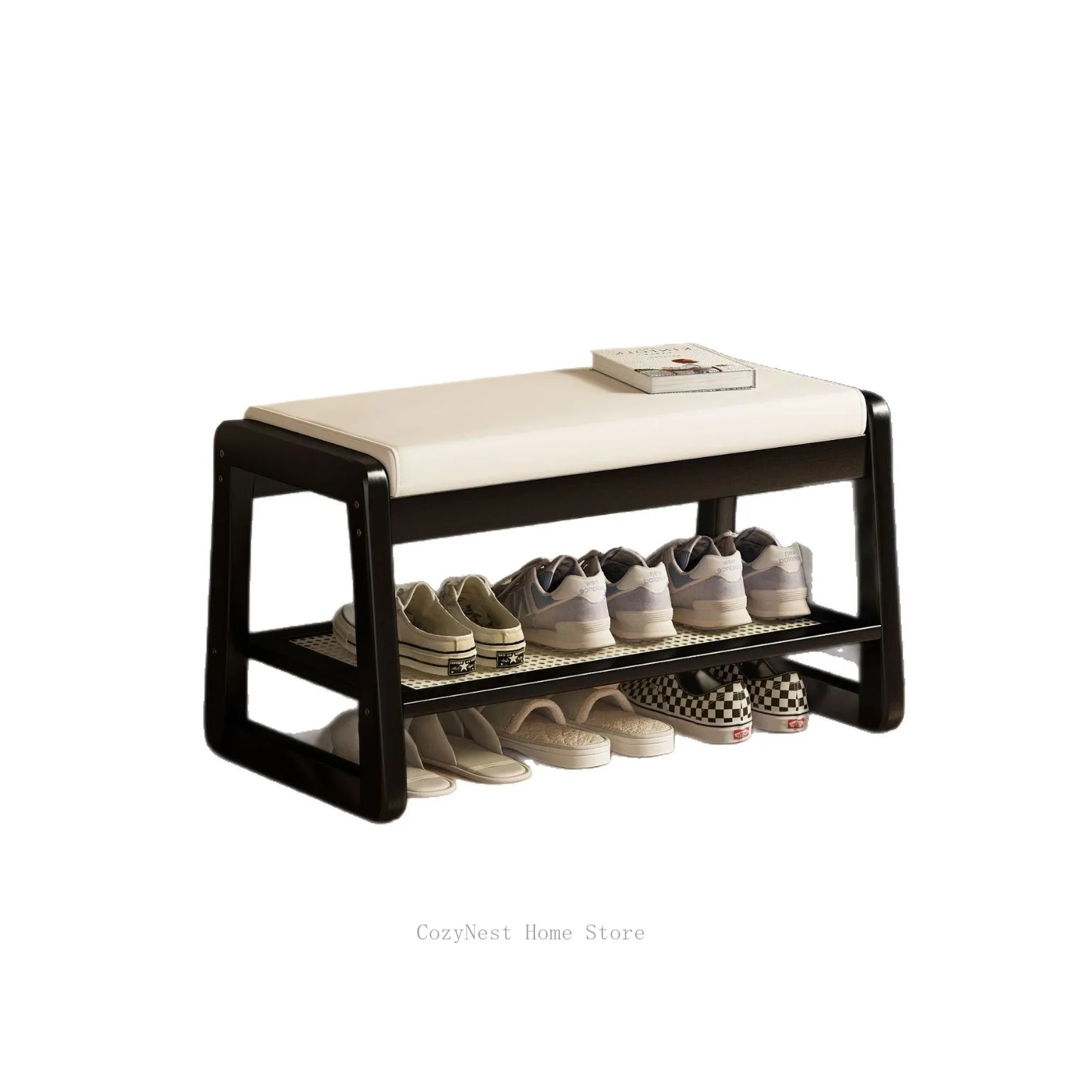 Entryway Shoe Bench with Storage, Cabinet & Stool Combo, Sitting Shoe Rack for Doorway
