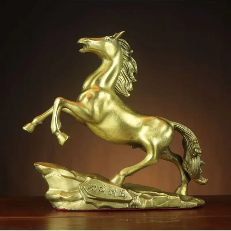 Copper of Success Home Decor, Pure Brass Zodiac Horse Ornament, Handcrafted Art Piece