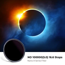 K&F CONCEPT 49mm-82mm ND100000 Solar Filter 16.6-Stop Solid 28-Layer Neutral Density Filter for Video Camera Lens Nano-X Series