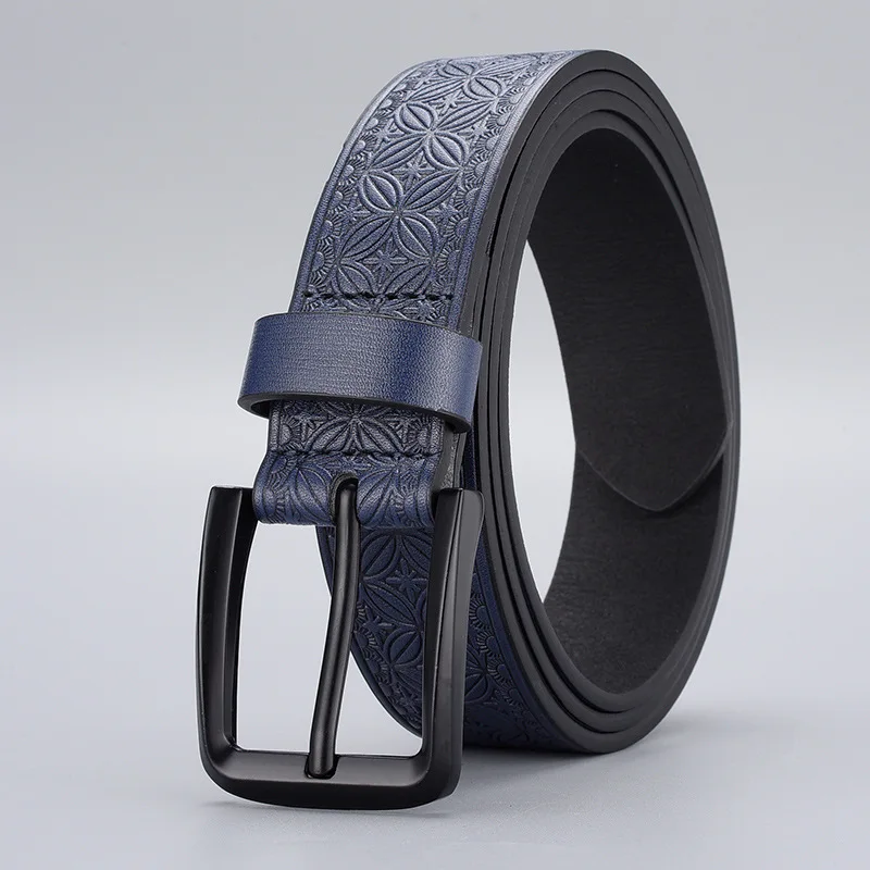 

High-quality Zinc Alloy Buckle Embossed Belt Casual Business Pin Buckle Belt Men's Pu Leather Belt Unisex Explosive Style Belts