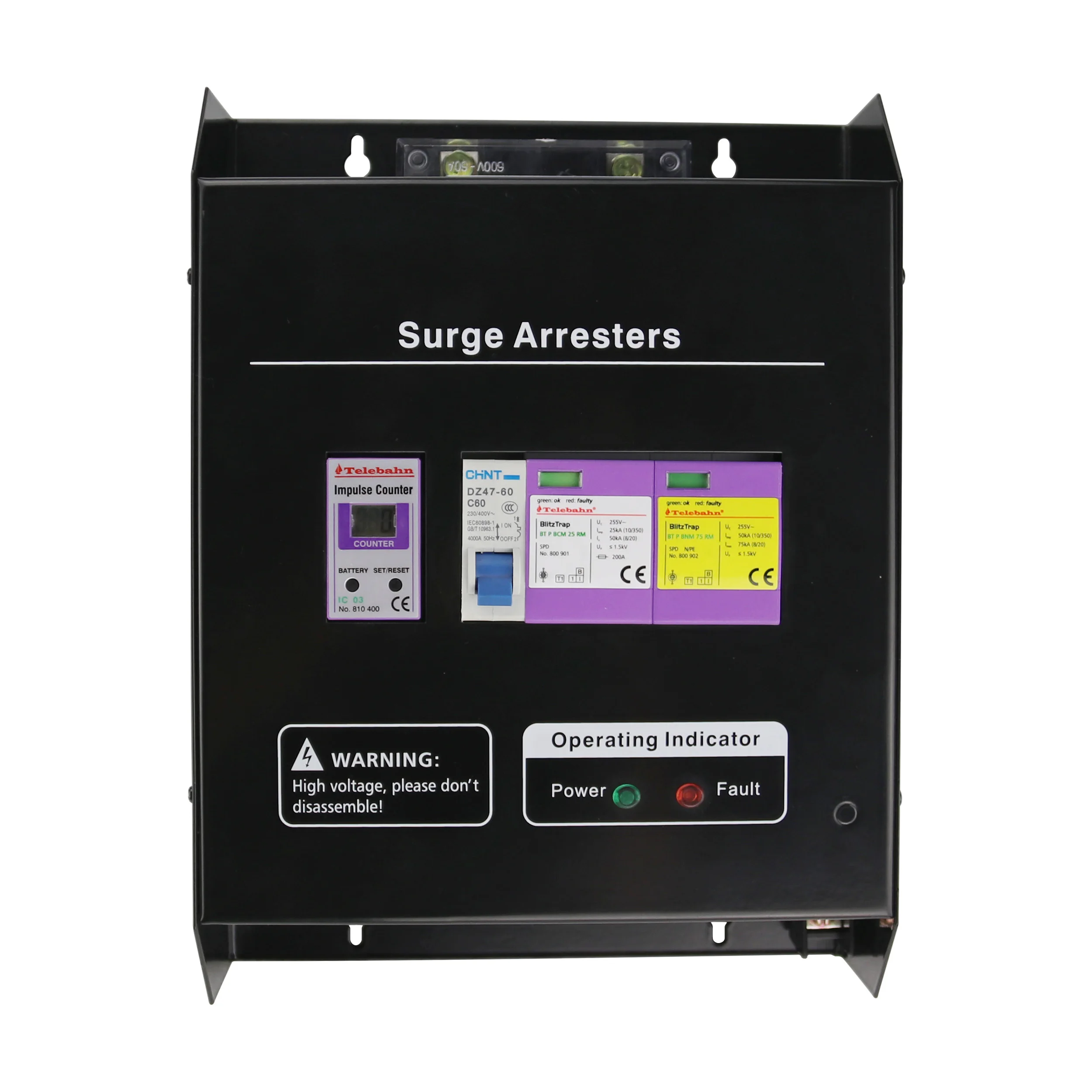 

Factory Telebahn 230V 255V AC T1 Iimp25kA/In50kA/Imax75kA Single-phase TT1+1/TN Surge Protector Suppressor Arrester SPD Box