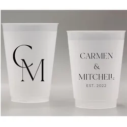 Customized Frosted Shatterproof Flex Cups, Personalized Wedding Favor Cups, Wedding Favors, Minimalistic Wedding, Modern Wedding