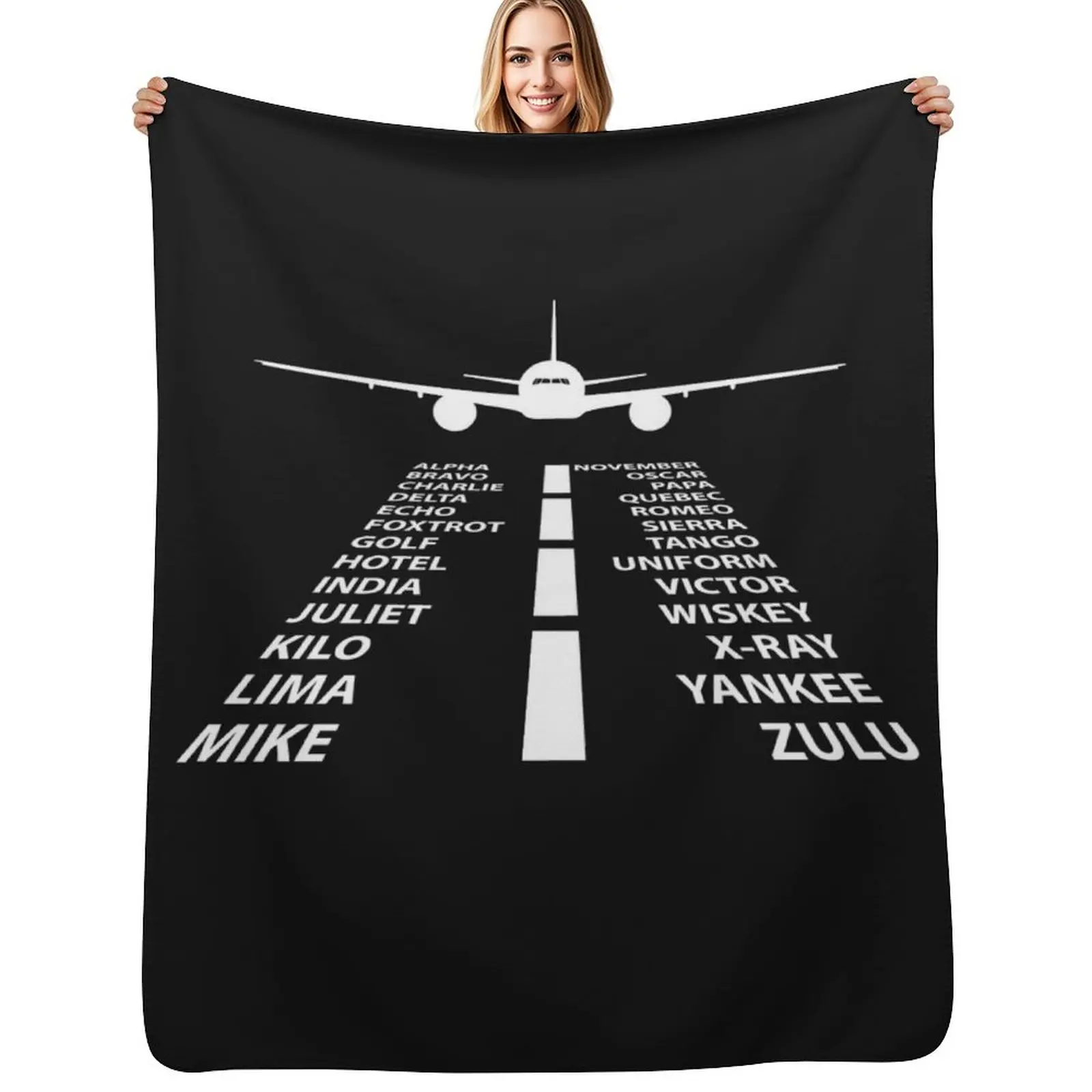 Phonetic Alphabet Pilot Airplane Funny Aviation Gift Throw Blanket Personalized Gift Warm Plush Travel Blankets