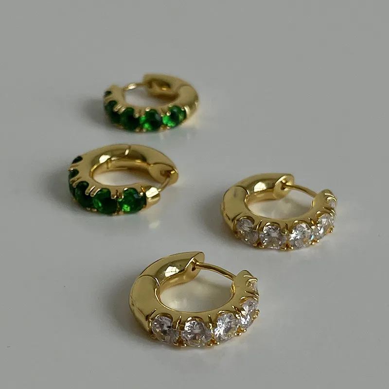 INS fashionable chic hoops Gemstone Convenient Ear Clasp Zircon wearing Jewelry
