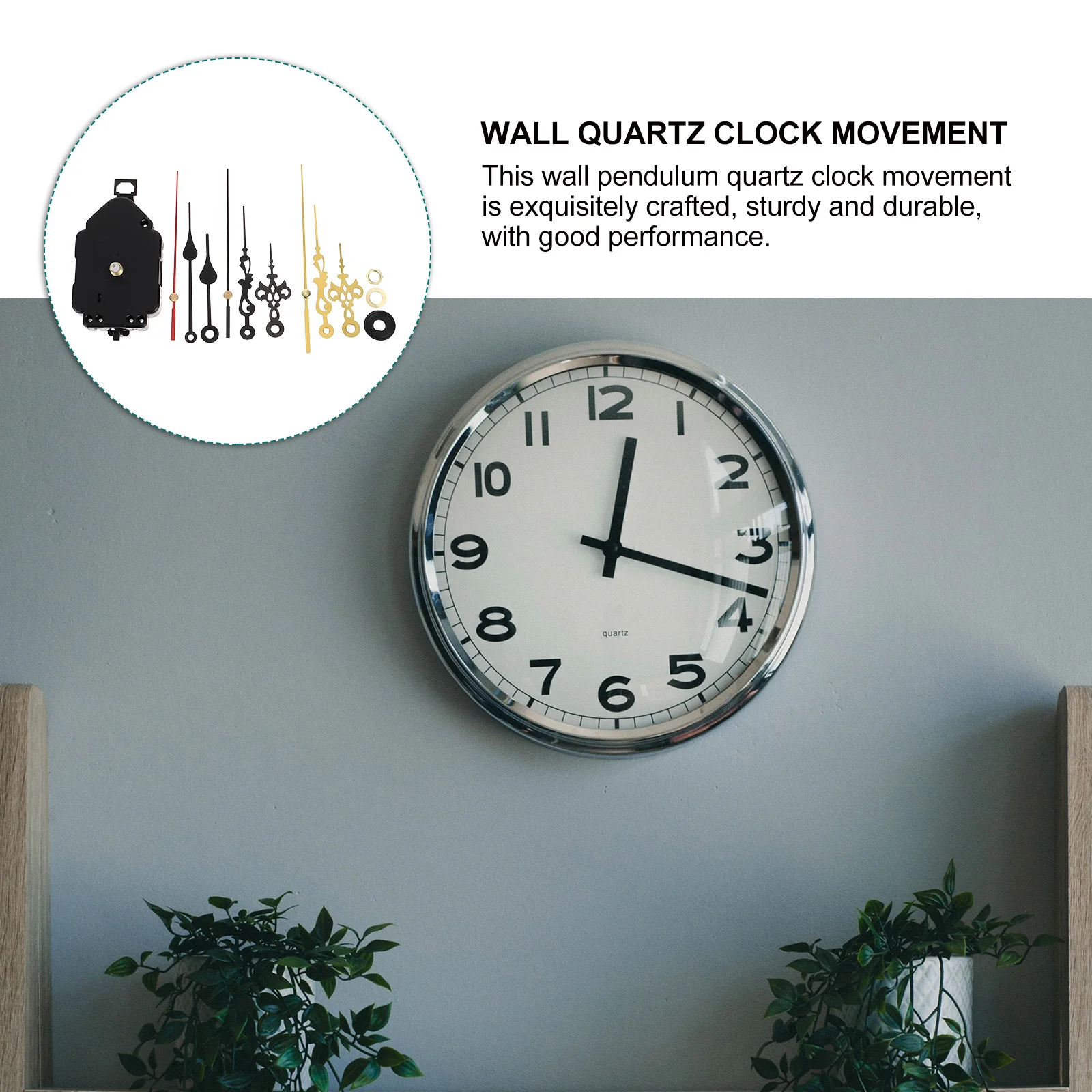 

1Set Elegant Generous Non-Ticking Quartz Clock Movement Premium Material Wall DIY Repair Parts Wall Quartz Clock Movement