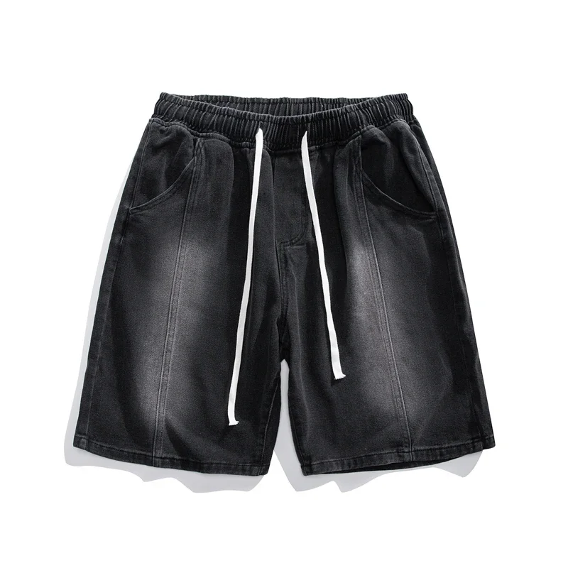 ポップ夏の新メンズだぶだぶのストレートデニムショーツ韓国スタイルのファッションカジュアルルーズショートジーンズ男性人気のストリート