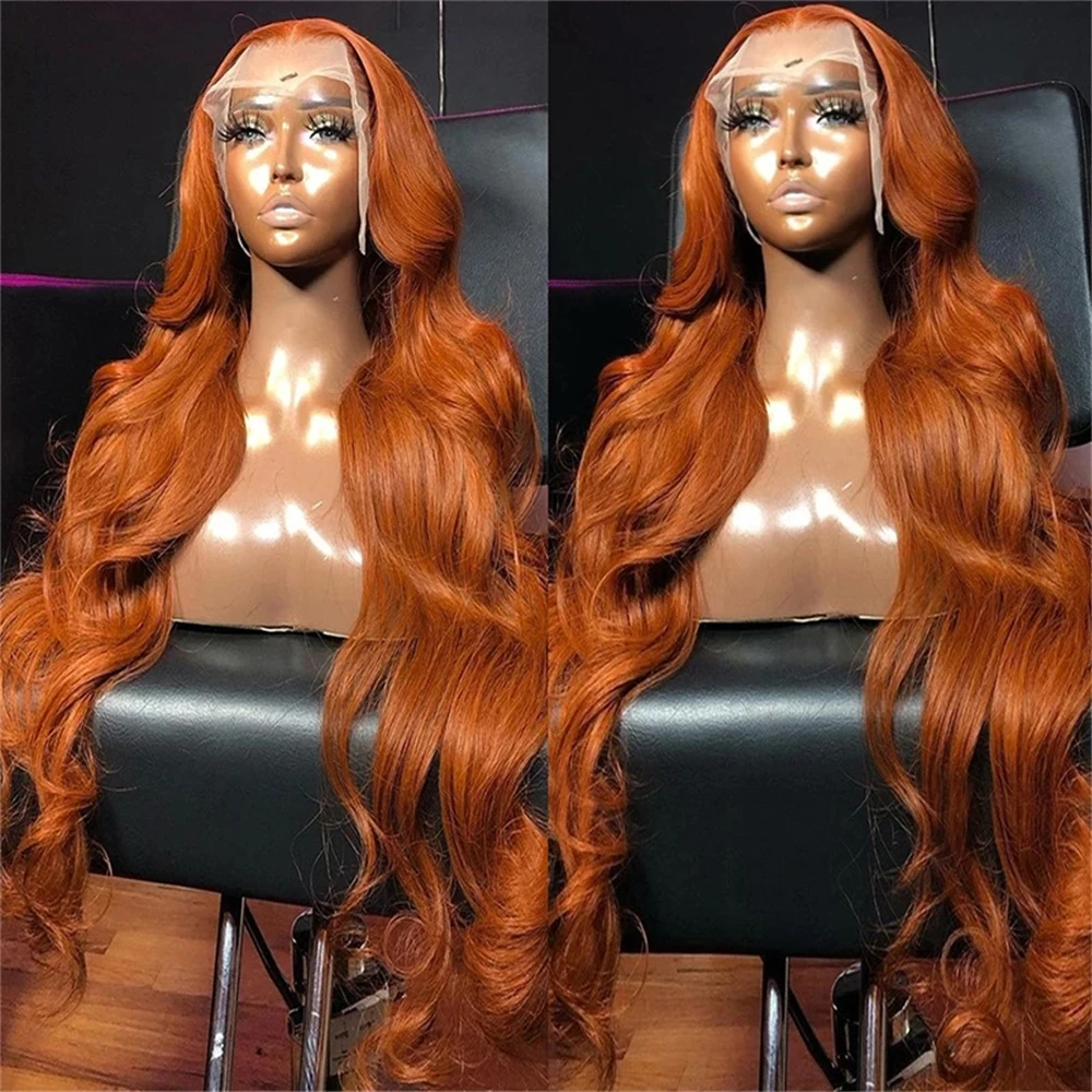 Body Wave Ginger Orange 13x6 Transparent Lace Front Wigs Colored Pre Plucked Wig 13x4 Lace Frontal Wigs Glueless Human Hair Wigs