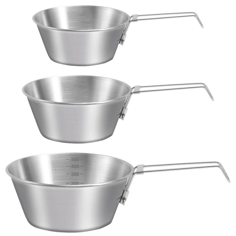 

3pcs 304 Stainless Steel Folding Bowls 10 5cm 12cm 13cm Camping Cookware Lightweight Portable Outdoor BBQ Metal Bowls Easy Clean