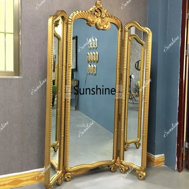Bedroom carved full body bathroom floor against the wall large mirror customizationTJ