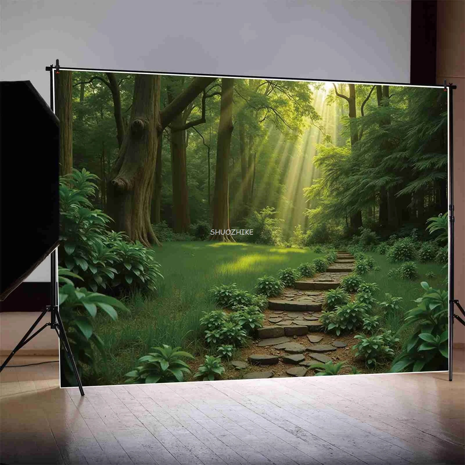 Natural Spring Green Grass Forest Photo Backdrop Mountain Park Garden Background Home Decor Photography Studio Supplies