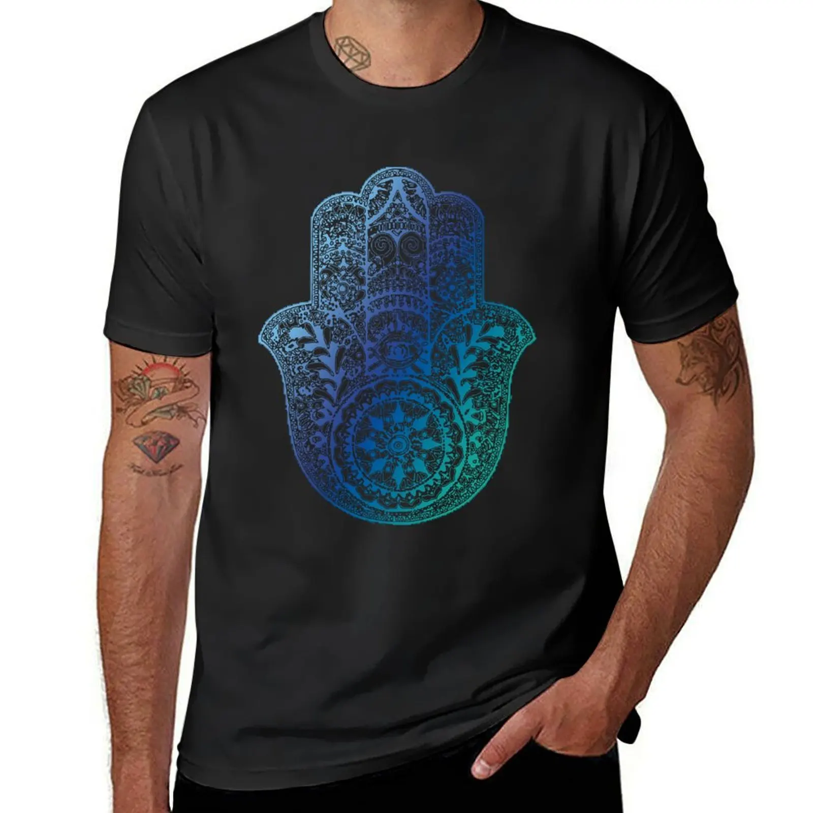 Blue Hamsa T-Shirt vintage new edition quick drying tops men clothes