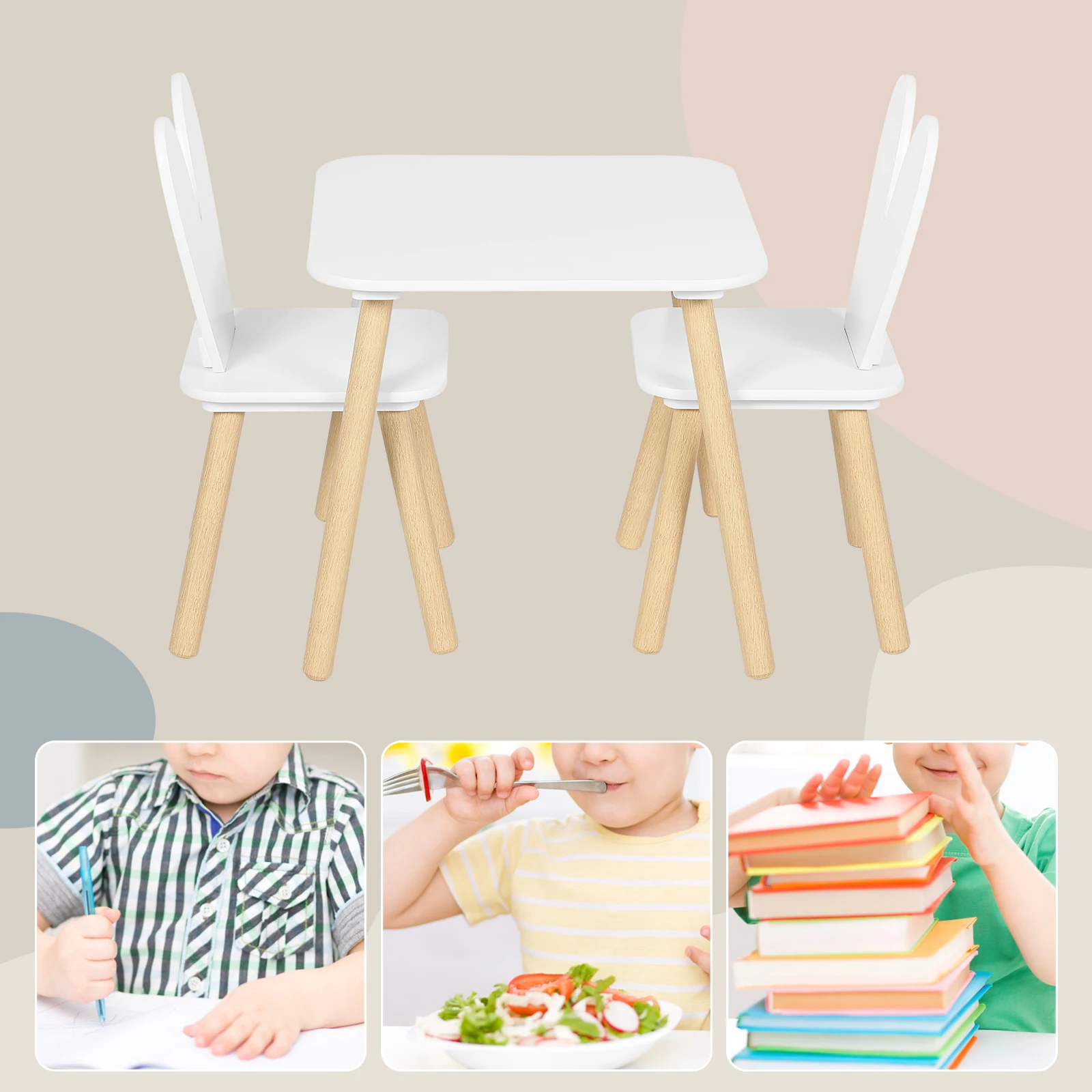 1 Juego de mesa para niños con 2 sillas, juego de mesa de actividades para aprender a comer, pintar, leer, guardería