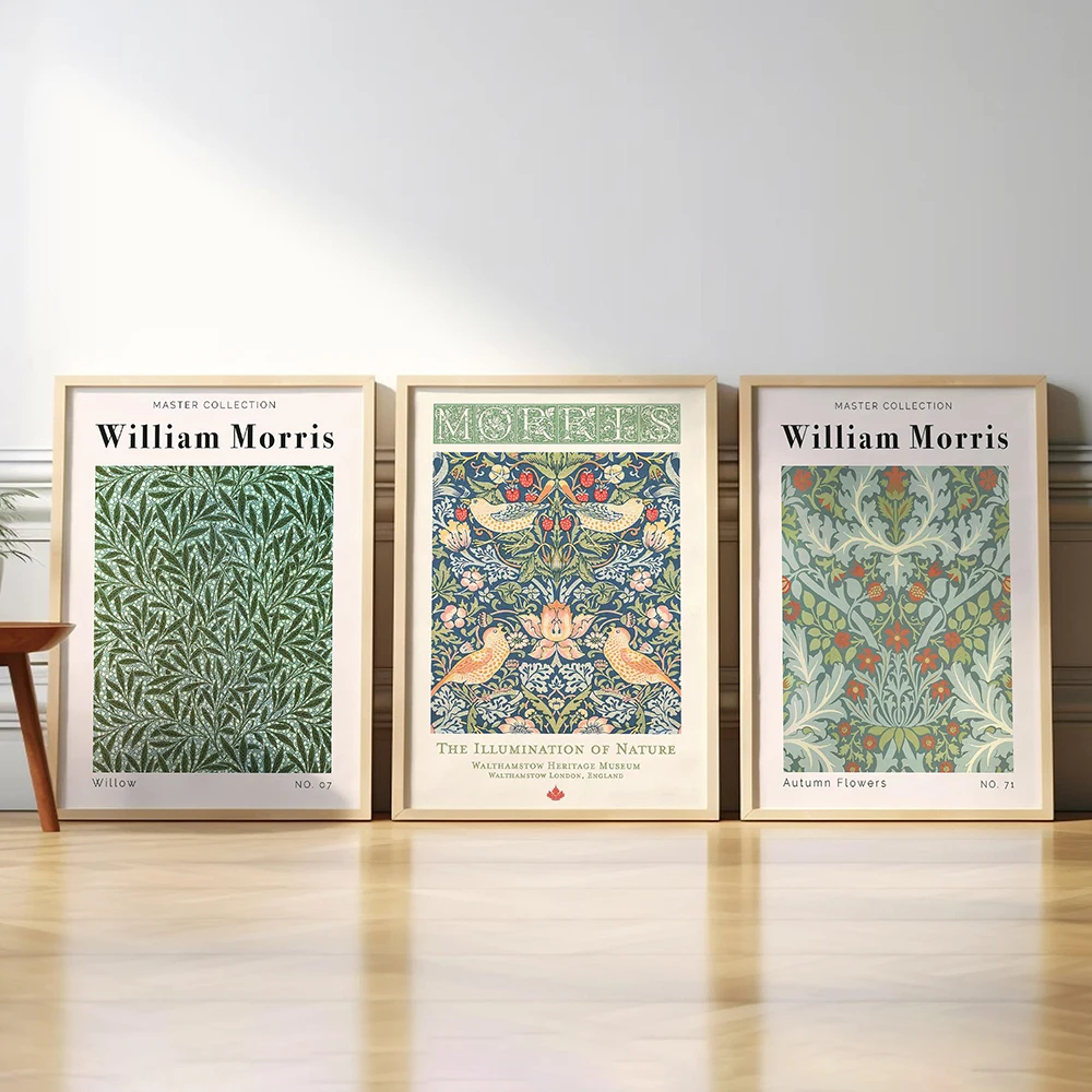 Set Flowers By William Morris Floral Botanical Modern Art Print Canvas Poster Autumn Flowers Illumination of Nature Willow Gift