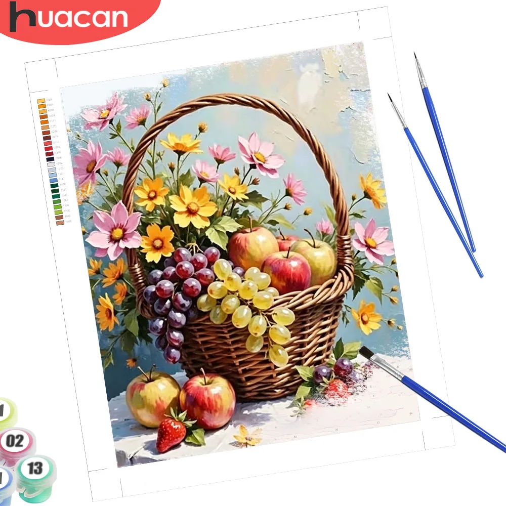 HUACAN Malen nach Zahlen: Gänseblümchen auf Leinwand – Bilder zum Ausmalen für Erwachsene, handgemachte Kunst für Küche und Obst