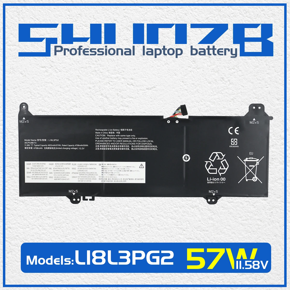 

SHUOZB L18M3PG2 Laptop Battery For Lenovo S345-14AST 14E Series L18L3PG2 L18D3PG2 5B10T04979 5B10T04980 5B10W13940 11.52V 55Wh