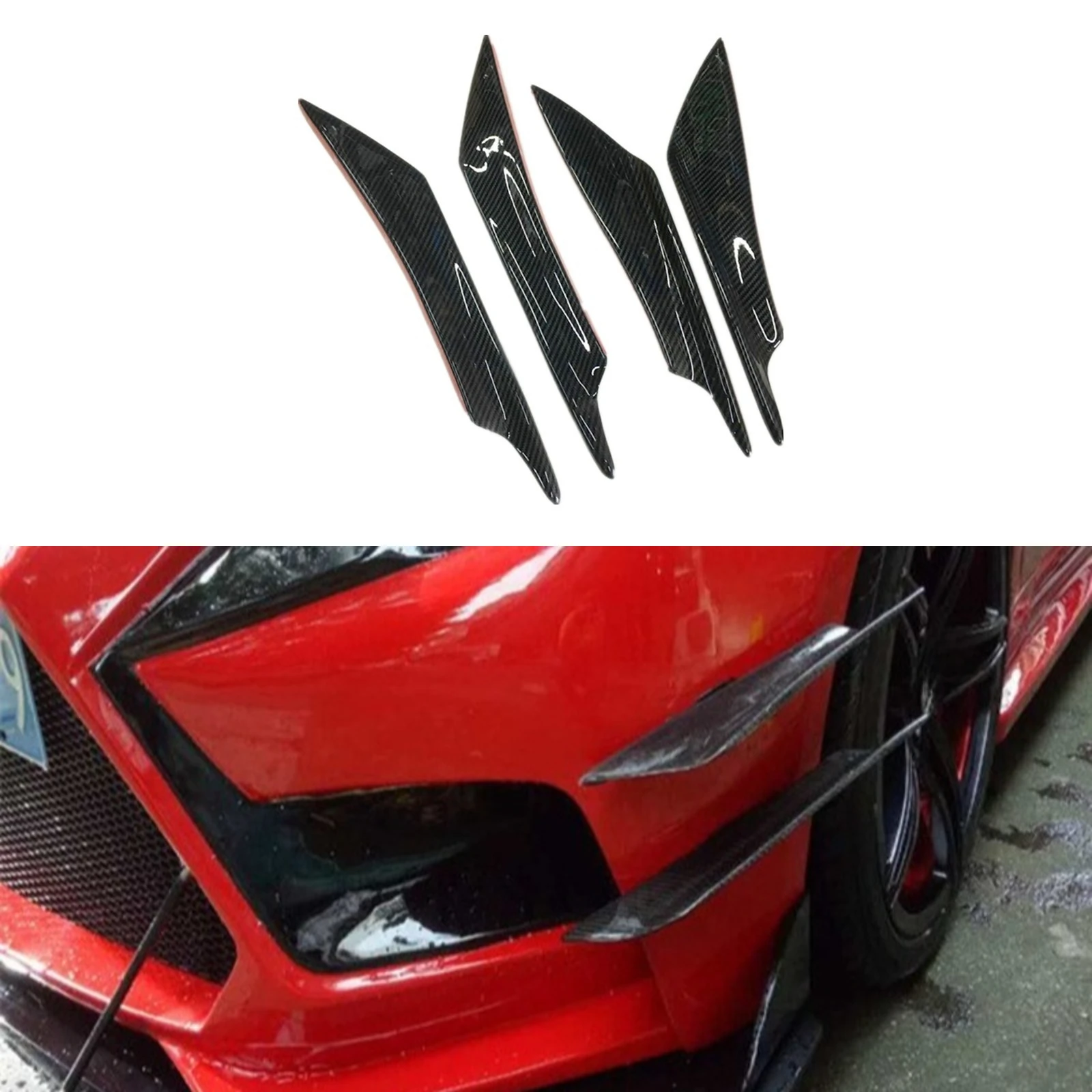 For Universal Car Carbon Fiber Look EVO Style Front Bumper Wind Knife Splitter Front Lip Spoiler Deflector Exterior Accessories