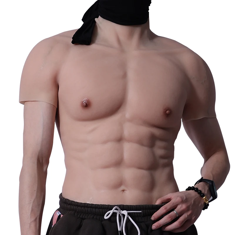 Smitizen Muscle Suit with Zipper Silicone Fake Muscle Suit for Cosplay Costumes Realistic FTM Upper Suit Men’s Bodysuit