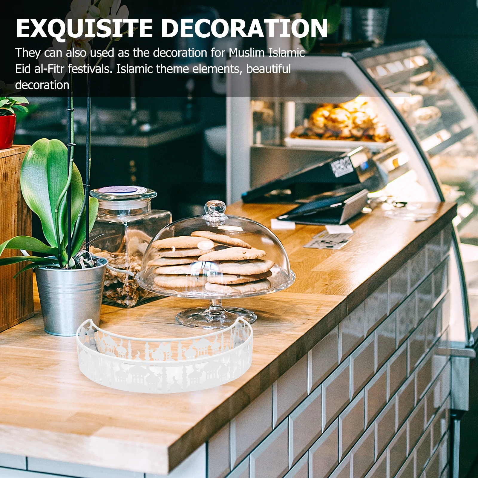 

2Pcs Iron Star and Moon Shaped Food Serving Trays Large Capacity Muslim Festival Eid Party Supplies Muslim Festival Iron Plates