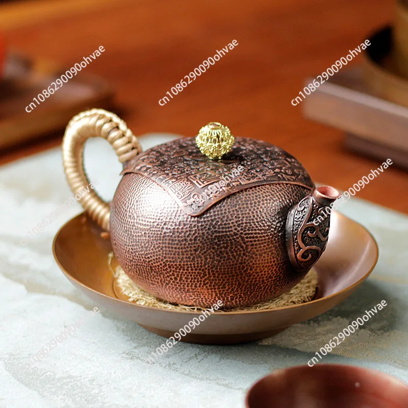 

Unique Copper Biloba Brewer Thickened Leaf Design Tea Pot Essential Brew Infuser Durable For Enduring Household Use