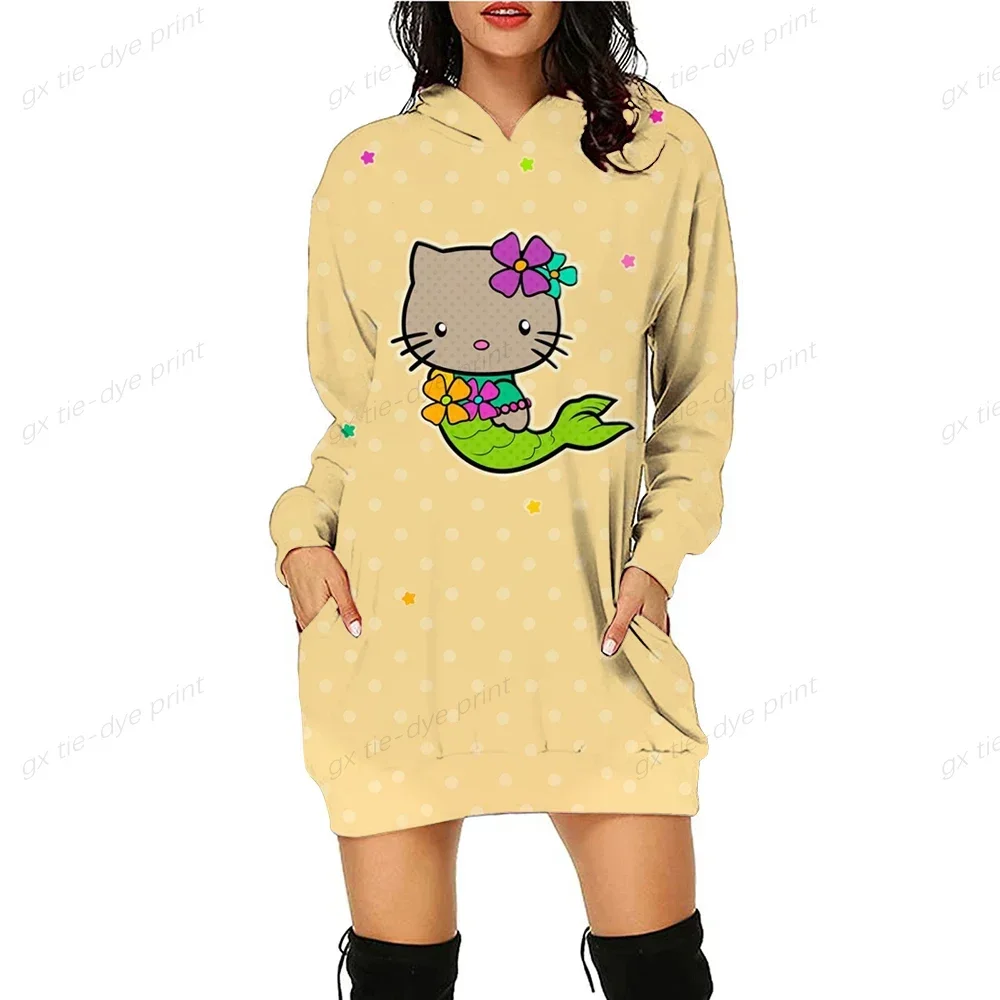 New Movie Cartoon HELLO KITTY Funny Spring Hoodies Women Cute Anime Graphic Streetwear Sweatshirt Vintage  Slim Fit Hoody Female