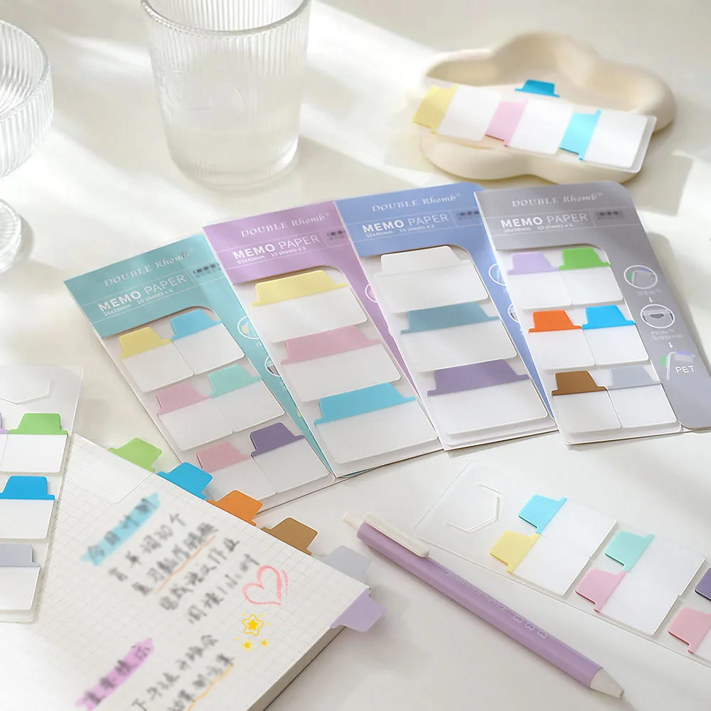 PET Translucent small label, Vanilla Autumn Mang style sticky note, markers can be written on sticky notes, index stickers