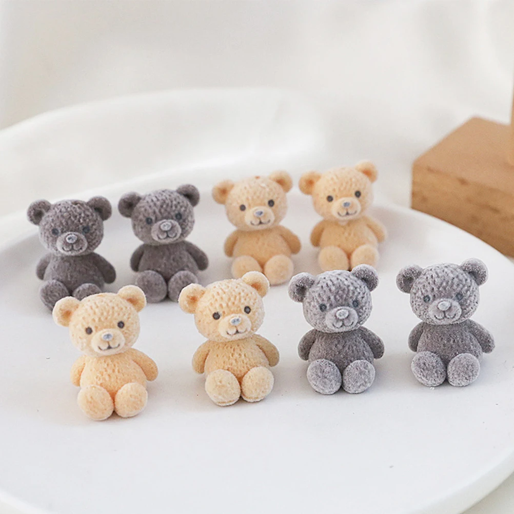 

3pcs Bear Pendant Coffee White Beige Jewelry Making Charms Bracelets Earrings Accessories Flocking Mini for Necklaces