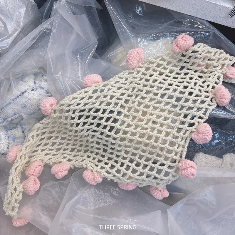 

New Handmade Hollow-out Hook Flower Triangle Head Scarf Hat Female Summer Knitting Bag Head Scarf