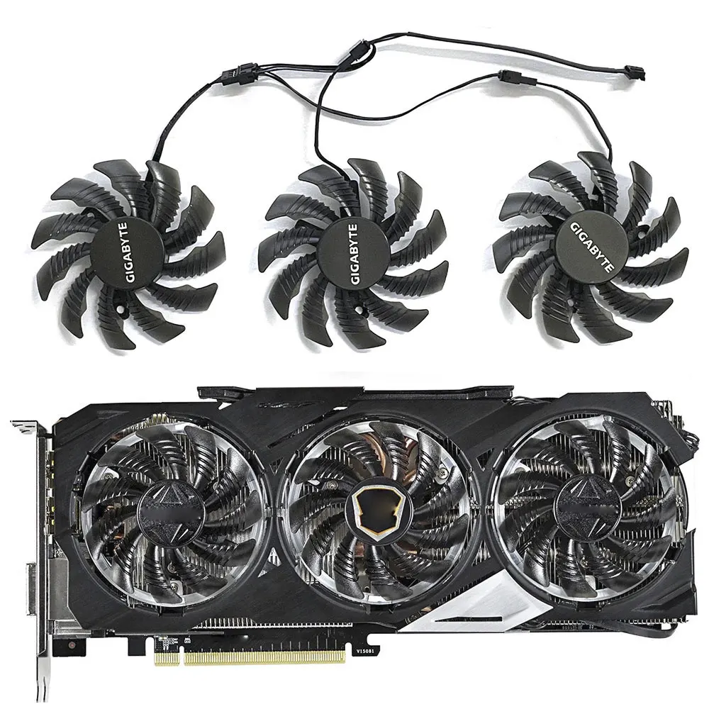 3FAN 75MM 4-pin T 128010 SU PLD08010S12HH GIGABYTE GTX960 GTX970 GTX980 GTX 980TI 760 670 580 R9 290X Wentylator chłodnicy