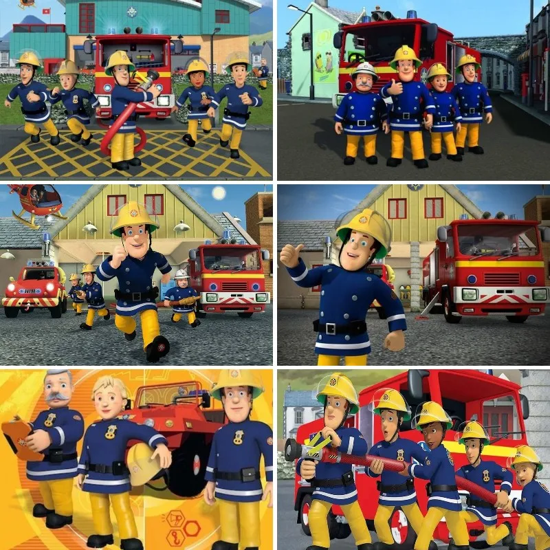 Cartoon Firefighter Portrait 5d Diamond Painting Art Best Team Fireman Sam Truck Rescue Cross Stitch Mosaic Home Decor