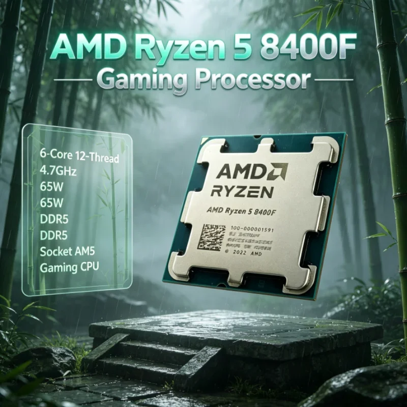 AMD R5 8400F Ryzen 5 Gaming CPU 6-Cores 12-Threads 65W DDR5 Zen 4 PCIe 4.0 Up to 4.7GHz Socket AM5 for Video Editing