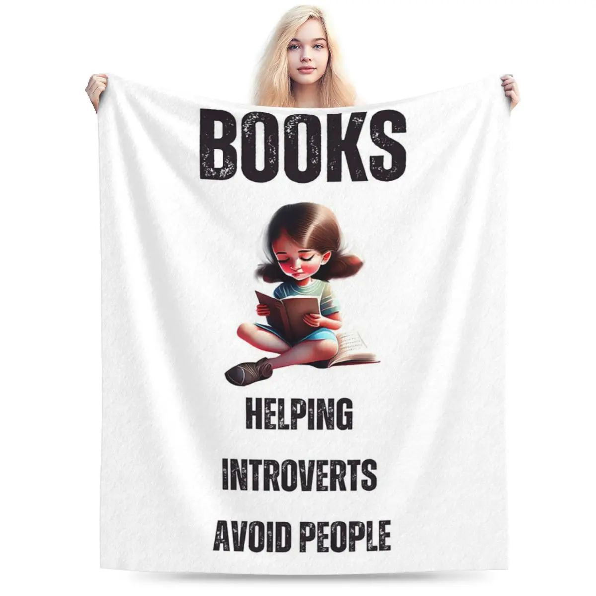 Copy Of Books Helping Introverts Avoid People Blanket Soft Warm Flannel Throw Blanket Plush for Bed Living room Home Couch