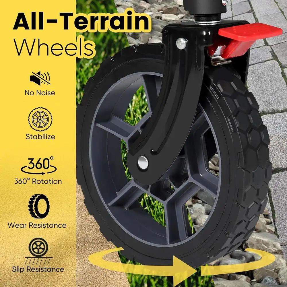 รถเข็นอเนกประสงค์พับได้สำหรับทุกพื้นผิว ล้อใหญ่ รับน้ำหนักได้ 330 ปอนด์ สีน้ำเงินและสีเทา พร้อมที่วางของ