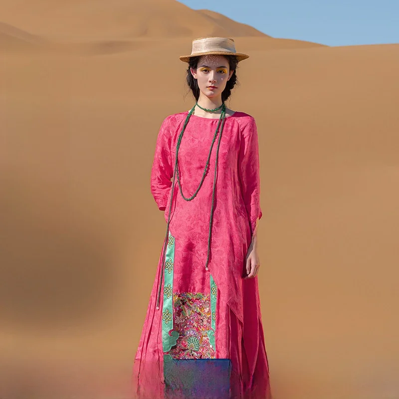 

Ele Vintage Design Silk irt Women's New Autumn Winter Top round Ne Seven Sve Loose Fit Faionable