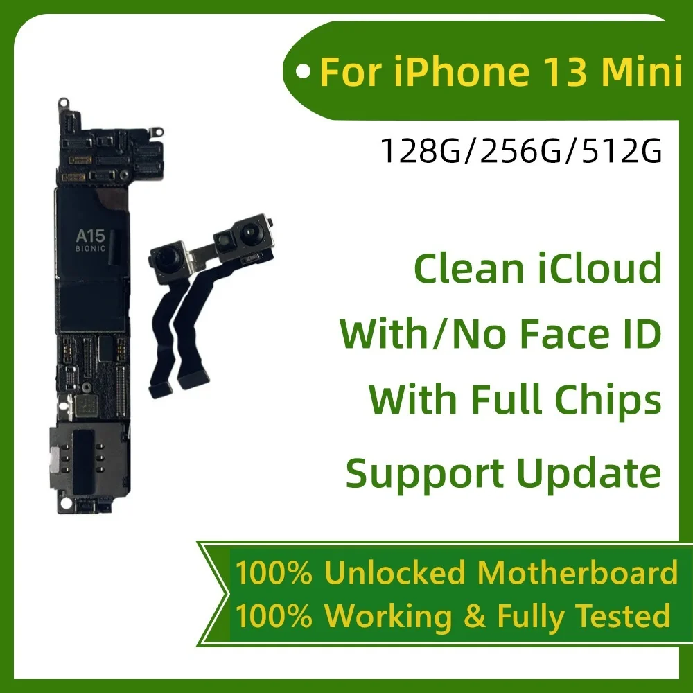 100% Unlocked Free Clean ICloud For iPhone 13 Pro Max Mainboard With/No Face ID For iPhone 13 mini Logic Board Motherboard