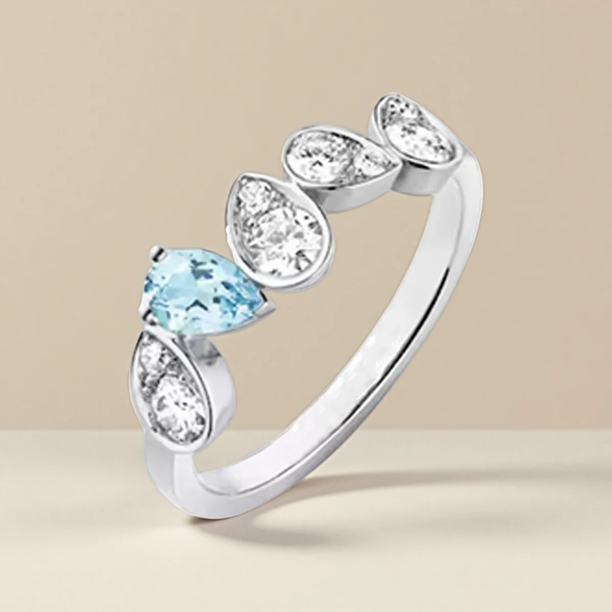 

Glacier Tear Traces Silver Sea Sapphire Ring s925 Fingertip Frozen Age Oxygen Sensing Slimming Hand Display White Artifact