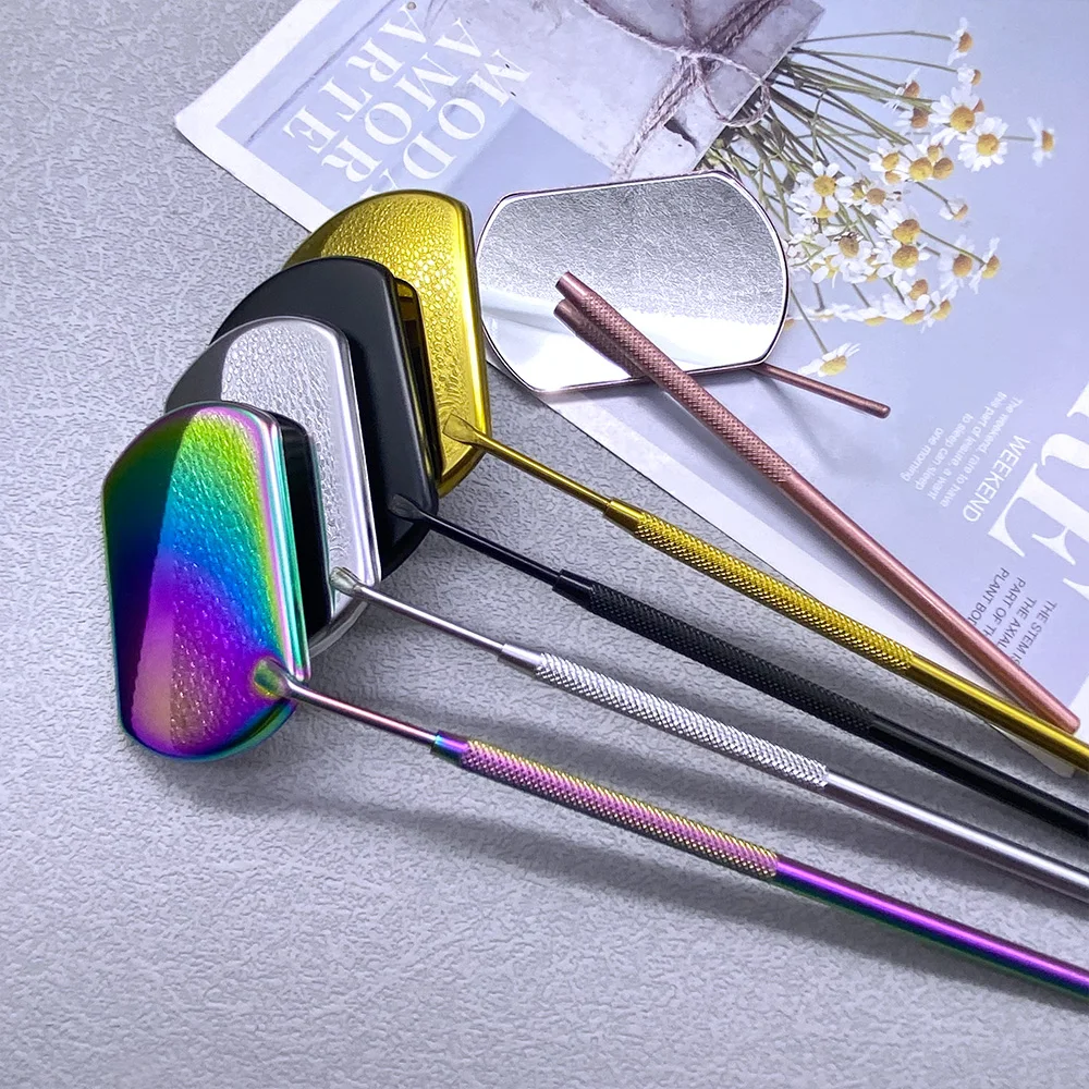1pc Multi Colors Fake Lash Mirror Eyelash Extension Grafting Tools Stainless Steel Magnifying Beauty Long Handle Mirror