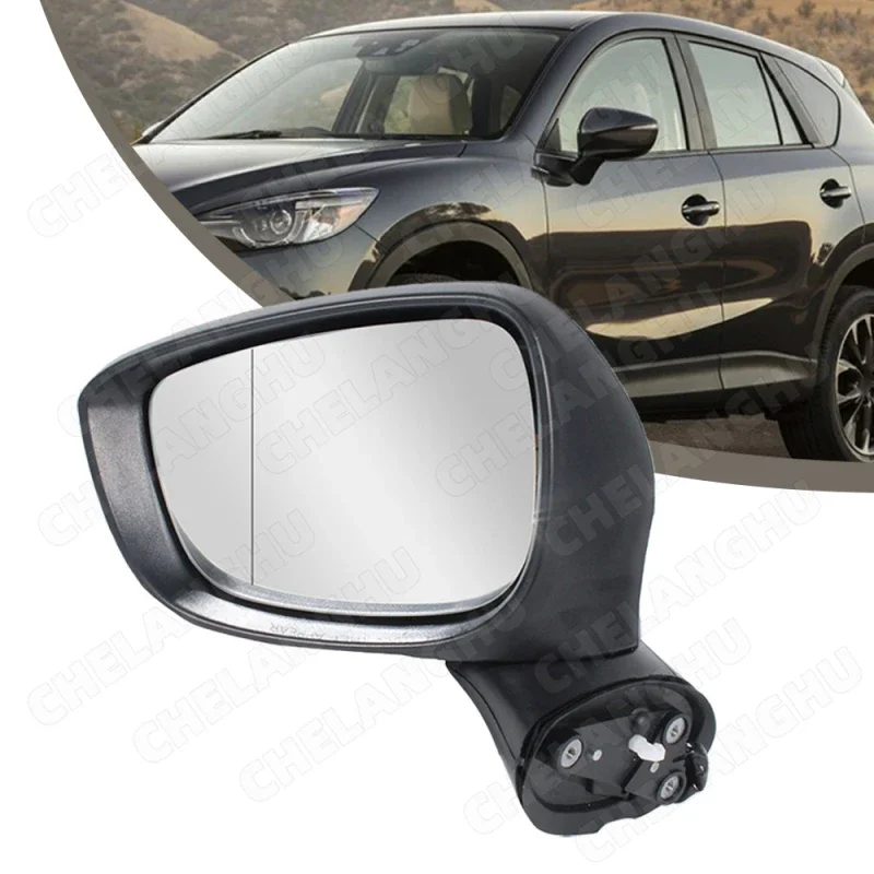 

1Pc Left Side For Mazda CX-5 2015 2016 Car-styling 6-Pin Rearview Mirror Assembly With Heat Black Paintable Turn Lamp MA1320208