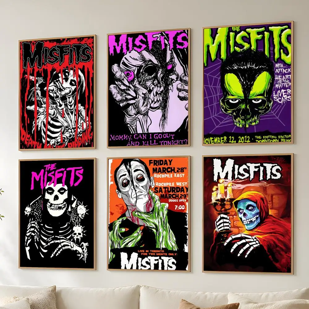 M-Misfits Band Poster Stickers Mural Painting Self-Adhesive Wall Art Decals for Bedroom Living Room Home Decor Gift
