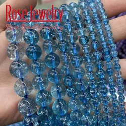 AAAAA Natural Blue Topazs Beads Blue Crystal Beads Natural Stone Bead For Jewelry Making Diy Necklace Bracelet 4/6/8/10/12mm 15