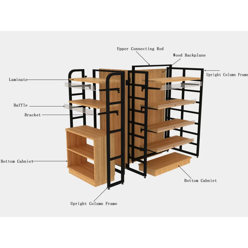 custom.Xinde Grocery Store Racks Cosmetic Food Storage Display Rack Customized Supermarket Rack Double-sided Metallic Light Duty