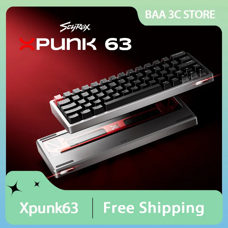

SCYROX Xpunk63 Клавиатура с магнитным переключателем из алюминиевого сплава Проводная 8K Скорость возврата 0,01 RT Индивидуальная игровая клавиатура с низкой задержкой