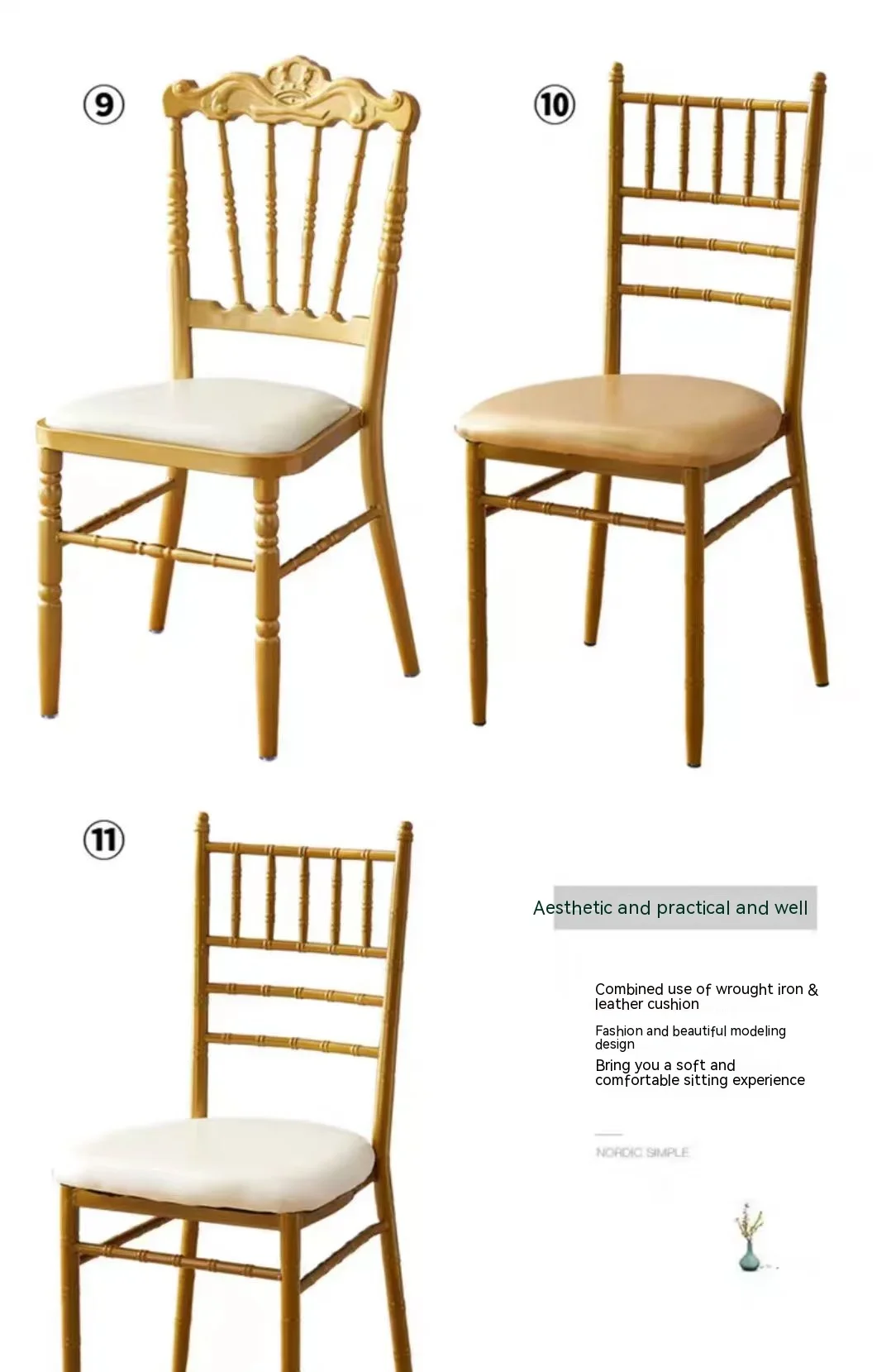 Wholesale Gold Resin Plastics Material Detachable Chiavari Chair Wedding Beauty Salon Individual Cadeira Furniture