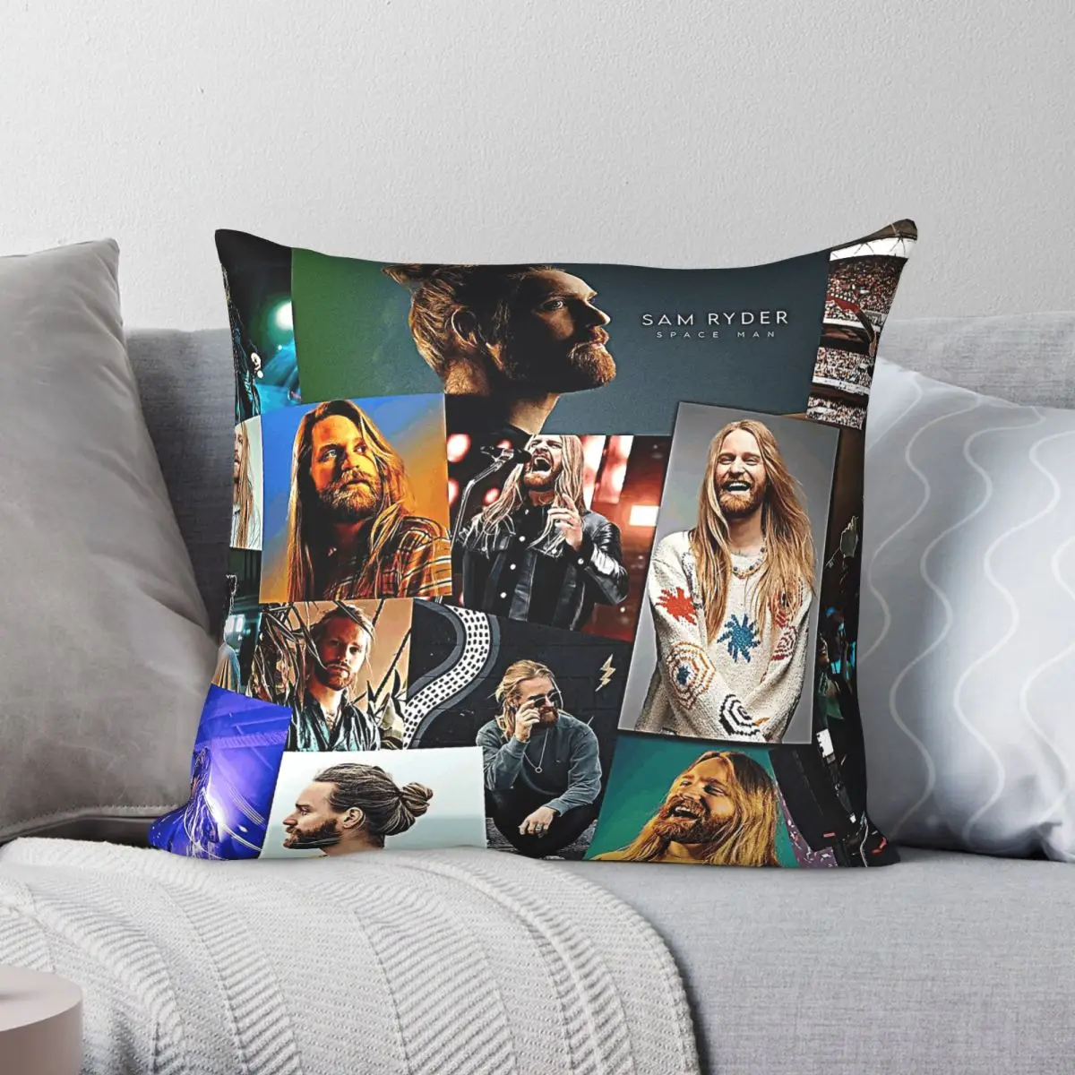 Sam Ryder Space Man Square Pillowcase Polyester Linen Velvet Pattern Decorative Pillow Case Sofa Seater Cushion Cover Wholesale